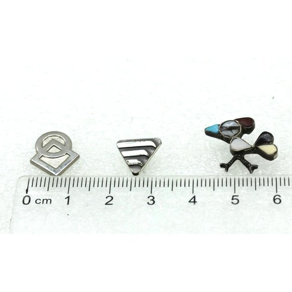 925 STERLING lot of 3 TIE TACKS Peyote bird, Jostens geometric style VINTAGE - Picture 3 of 6